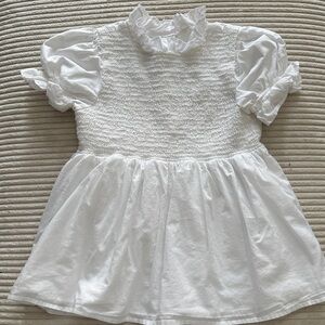 Janie and Jack Girl’s White Ruffled Smocked Top 100% Cotton  in Size 14